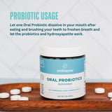 Probiotics for mouth by Wellnesse in peppermint flavor, designed to dissolve after brushing to freshen breath and support oral health