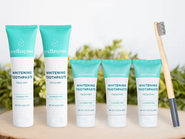 Fluoride-Free Mint Toothpaste Travel Bundle - Includes Free Toothbrush