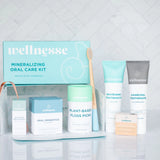 Dental clean kit by Wellnesse featuring toothpaste, floss picks, probiotics, copper tongue scraper, and bamboo toothbrush for oral health