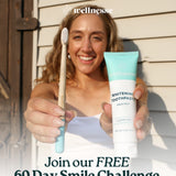 Best natural teeth whitening toothpaste by Wellnesse in fresh mint flavor, fluoride-free, featured in 60 Day Smile Challenge promotion.