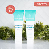Whitening mint toothpaste by Wellnesse, fluoride-free and displayed in a discounted twin pack with a "Save 17%" label.