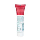 Fluoride free toothpaste back label from Wellnesse Cinnamint tube, highlighting natural ingredients like hydroxyapatite, cinnamon, and peppermint.