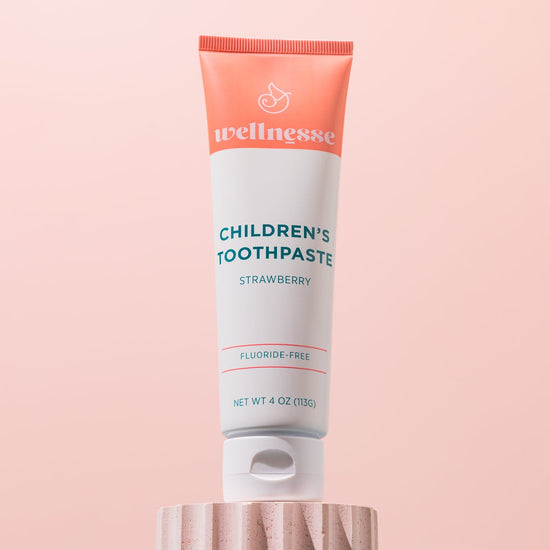 Ingredient highlights for Wellnesse strawberry toothpaste with hydroxyapatite for cavity protection