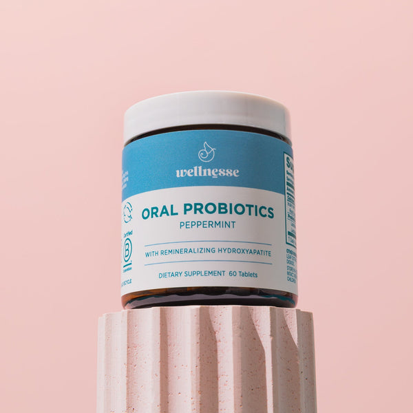 Ingredients label for Wellnesse oral probiotic mints with 6 billion AFU probiotic blend