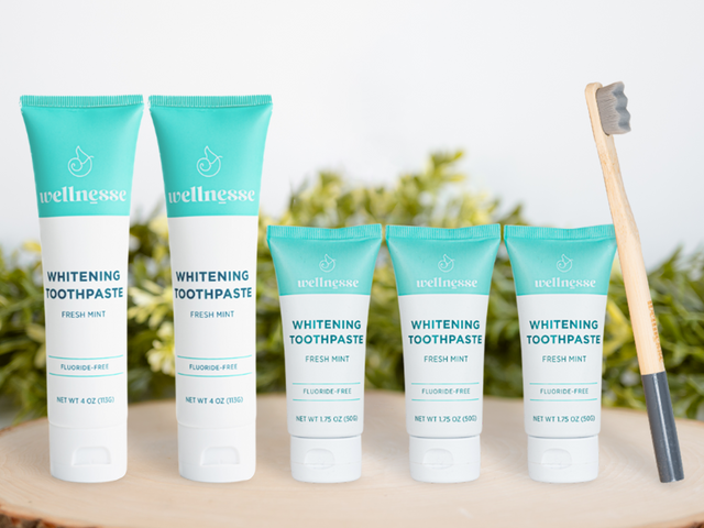 Fluoride-Free Mint Toothpaste Travel Bundle - Includes Free Toothbrush