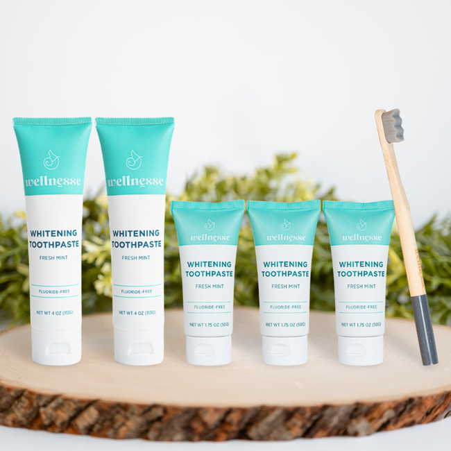 Fluoride-Free Mint Toothpaste Travel Bundle - Includes Free Toothbrush