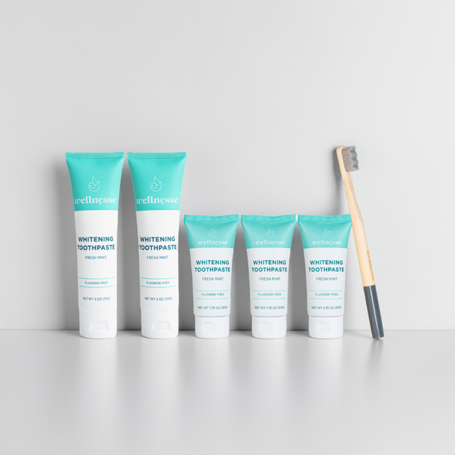 Fluoride-Free Mint Toothpaste Travel Bundle - Includes Free Toothbrush