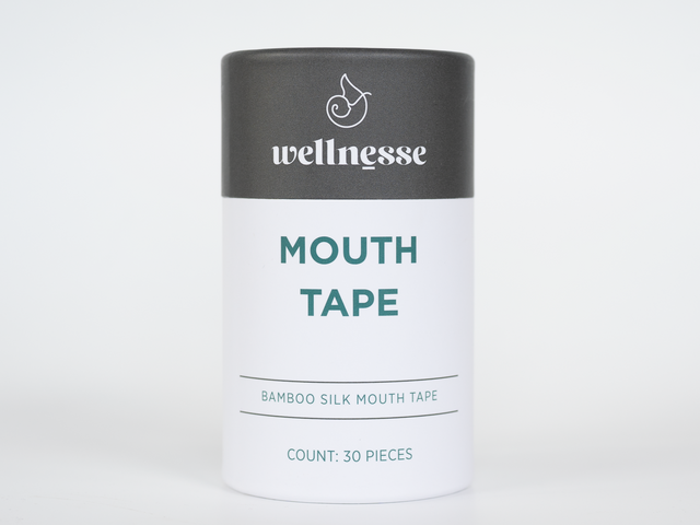 Wellnesse mouth tape container on a white background