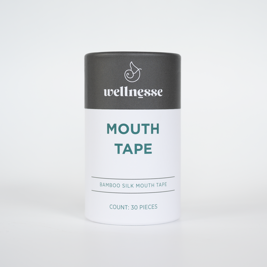 Wellnesse mouth tape container on a white background
